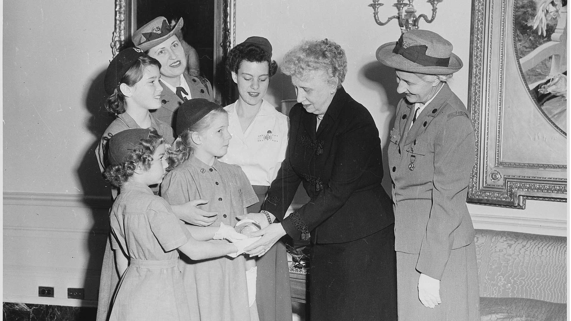 Bess Truman doing work with the girl scout groups of Key West