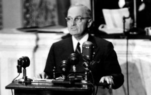 Harry S. Truman delivers Truman Doctrine speech before Congress