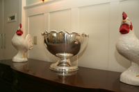 Sterling silver punch bowl sitting on a buffet table in the Truman Little White House, Key West, Florida